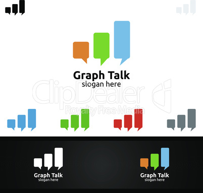 Business Consulting Talk Stats Logo, Speech Bubble and Growth Graph Vector Design