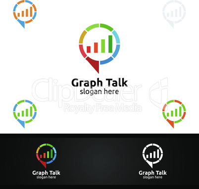 Business Consulting Talk Stats Logo, Speech Bubble and Growth Graph Vector Design