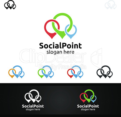 Community and Consulting Logo with App Bubble Chat Talk Concept or Organization Symbol