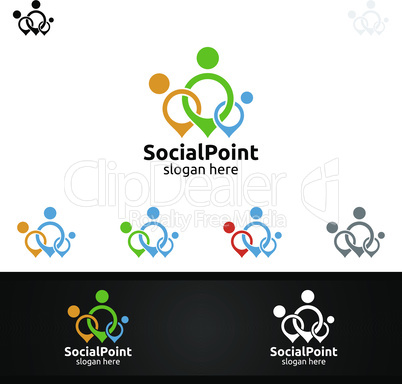 Community and Consulting Logo with App Bubble Chat Talk Concept or Organization Symbol