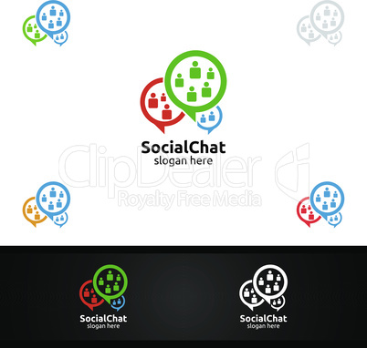 Community and Consulting Logo with App Bubble Chat Talk Concept or Organization Symbol