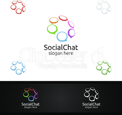 Community and Consulting Logo with App Bubble Chat Talk Concept or Organization Symbol