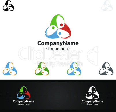 Community and Consulting Logo with App Bubble Chat Talk Concept or Organization Symbol