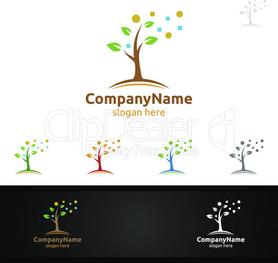 Tree Digital Agency Financial Services Insurance Business Investment Logo Design