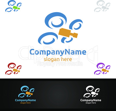 Drone Video Photo Photography Logo Design Template