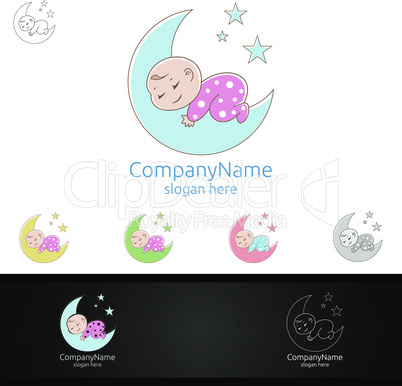 Cute Baby Sleep Vector Logo Design for Babyshop or Babystore Concept