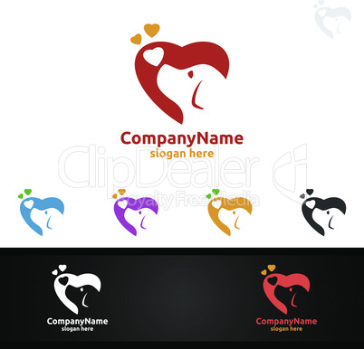 Dog with Love Logo for Pet Shop, Veterinary, or Dog Lover Concept