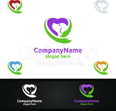 Dog with Love Logo for Pet Shop, Veterinary, or Dog Lover Concept