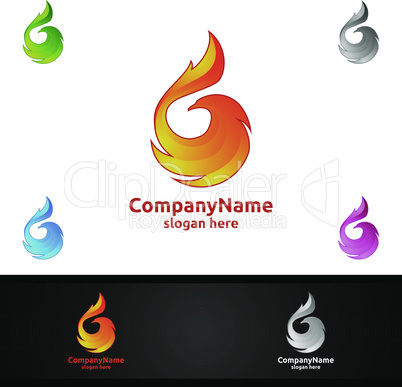 Eagle Logo with Fire and Flame Concept Vector Design