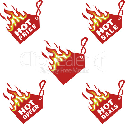 Hot Price and Hot Deal labels, Flame Tags sale promotion design templatefire logo2