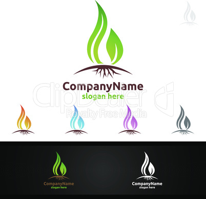 Water and Leaf Vector Logo for Natural Health Concept and Clean Water Company