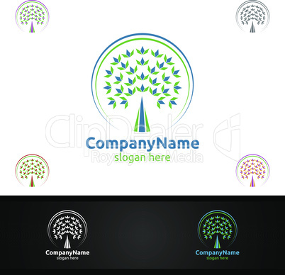 Tree Logo for Investment or Marketing Consulting Financial Concept