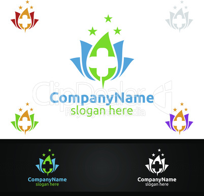 Natural Cross Medical Hospital Logo for Emergency Clinic Drug Store or Volunteers Concept