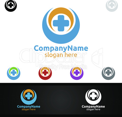 Cross Medical Hospital Logo for Emergency Clinic Drug Store or Volunteers Concept