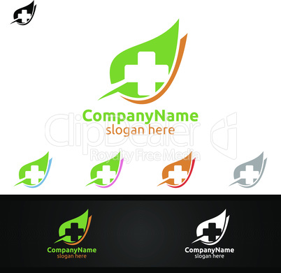 Natural Cross Medical Hospital Logo for Emergency Clinic Drug store or Volunteers Concept