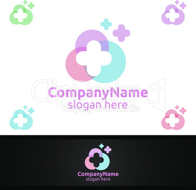 Cloud Cross Medical Hospital Logo for Emergency Clinic or Volunteers Concept