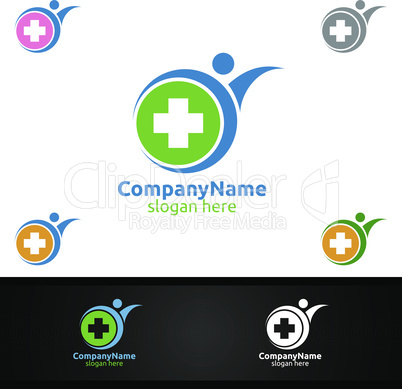 Health Care Cross Medical Hospital Logo for Emergency Clinic Drug store or Volunteers Concept