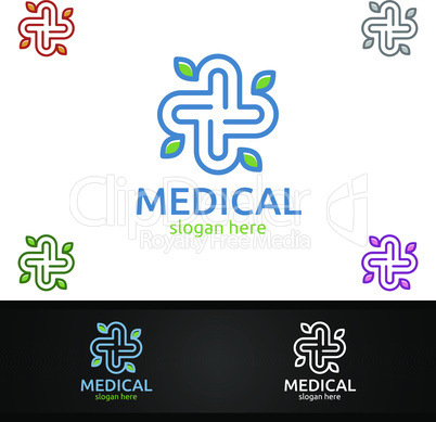 Natural Cross Medical Hospital Logo for Emergency Clinic Drug store or Volunteers Concept