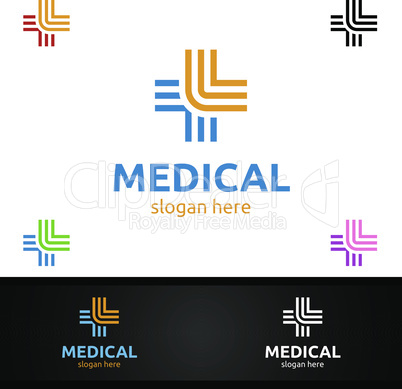 Cross Medical Hospital Logo for Emergency Clinic Drug store or Volunteers Concept