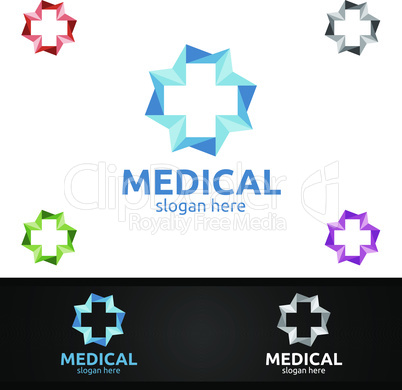 Cross Medical Hospital Logo for Emergency Clinic Drug store or Volunteers Concept