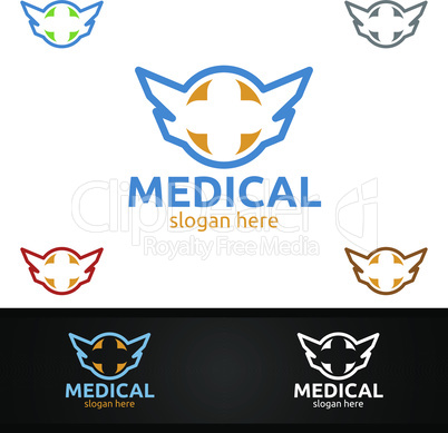 Cross Medical Hospital Logo for Emergency Clinic Drug store or Volunteers Concept