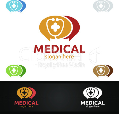 Blog or Chat Cross Medical Hospital Logo for Emergency Clinic Drug store or Volunteers Concept