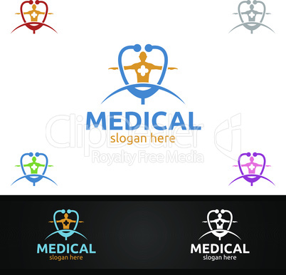 Cross Medical Hospital Logo for Emergency Clinic or Volunteers Concept