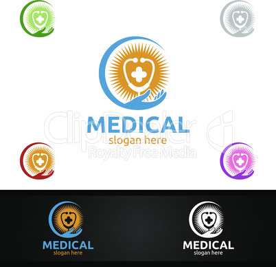 Cross Medical Hospital Logo for Emergency Clinic or Volunteers Concept