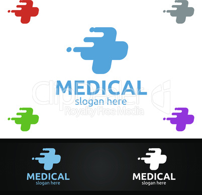Fast Cross Medical Hospital Logo for Emergency Clinic Drug store or Volunteers Concept