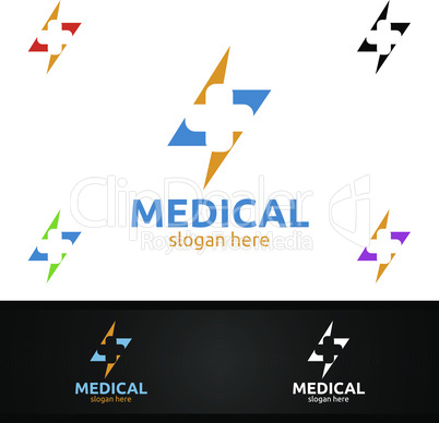 Fast Cross Medical Hospital Logo for Emergency Clinic Drug store or Volunteers Concept