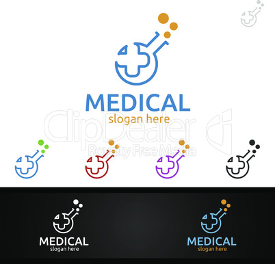 Lab Cross Medical Hospital Logo for Emergency Clinic Drug store or Volunteers Concept