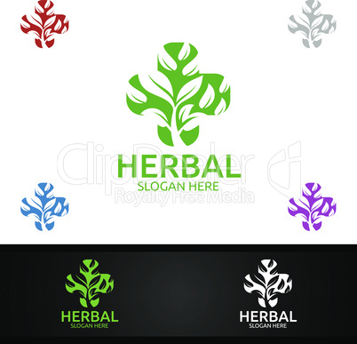 Natural Cross Medical Hospital Logo for Emergency Clinic Drug store or Volunteers Concept