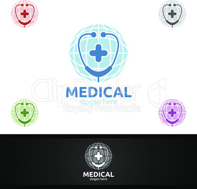 Global Cross Medical Hospital Logo for Emergency Clinic Drug store or Volunteers Concept