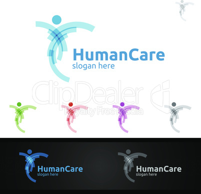 Health Care and Heart Vector Logo Design for Education, Yoga, Fitness or Charity Concept