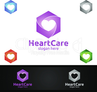 True Love or Heart Vector Logo Design for Health Care, Medical, Wellness, or Cardiology