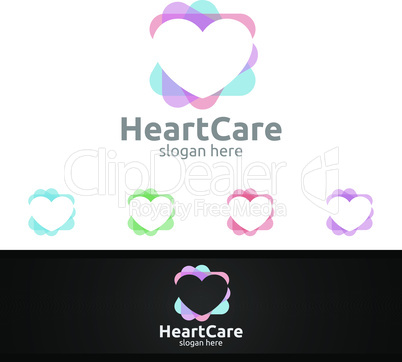 True Love or Heart Vector Logo Design for Health Care, Medical, Wellness, or Cardiology