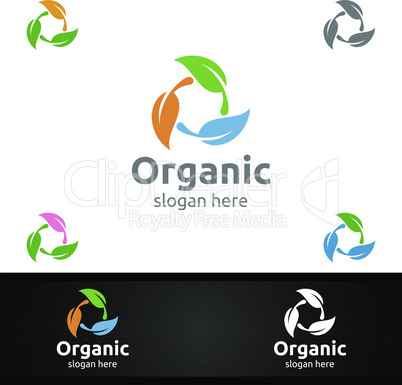 Natural and Organic Logo design template for Herbal, Ecology, Health, Yoga, Food, or Farm Concept