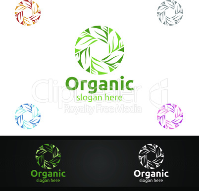 Infinity Natural and Organic Logo design template for Herbal, Ecology, Health, Yoga, Food, or Farm Concept