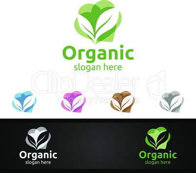 Love Natural and Organic Logo design template for Herbal, Ecology, Health, Yoga, Food, or Farm Concept