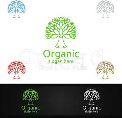 Natural and Organic Logo design template for Herbal, Ecology, Health, Yoga, Food, or Farm Concept