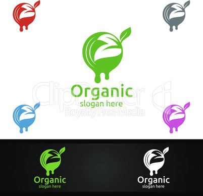 Water Natural and Organic Logo design template for Herbal, Ecology, Health, Yoga, Food, or Farm Concept