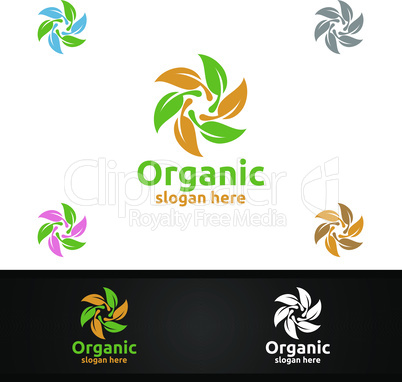 Natural and Organic Logo design template for Herbal, Ecology, Health, Yoga, Food, or Farm Concept