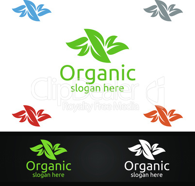 Natural and Organic Logo design template for Herbal, Ecology, Health, Yoga, Food, or Farm Concept