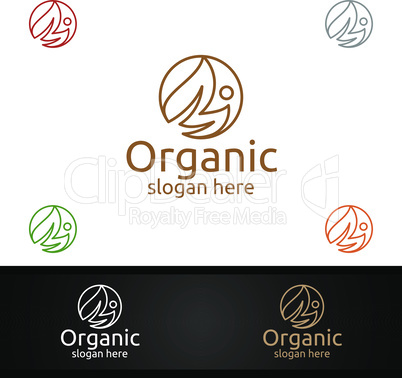 Natural and Organic Logo design template for Herbal, Ecology, Health, Yoga, Food, or Farm Concept