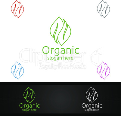 Natural and Organic Logo design template for Herbal, Ecology, Health, Yoga, Food, or Farm Concept