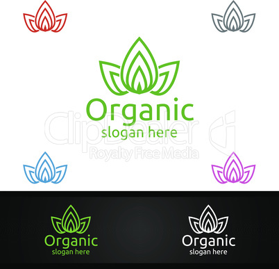 Natural and Organic Logo design template for Herbal, Ecology, Health, Yoga, Food, or Farm Concept