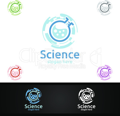 Science and Research Lab Logo for Microbiology, Biotechnology, Chemistry, or Education Design Concept