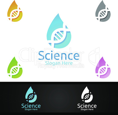 Water Science and Research Lab Logo for Microbiology, Biotechnology, Chemistry, or Education Design Concept
