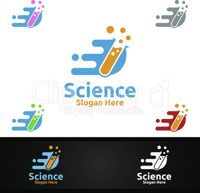 Fast Science and Research Lab Logo for Microbiology, Biotechnology, Chemistry, or Education Design Concept