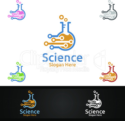 Tech Science and Research Lab Logo for Microbiology, Biotechnology, Chemistry, or Education Design Concept